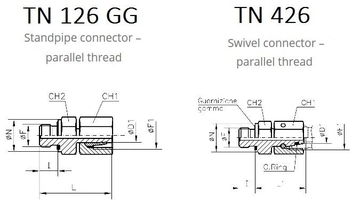 TN126, TN426 Ввертные адаптеры (штуцер в тело-с регулируемой гайкой)