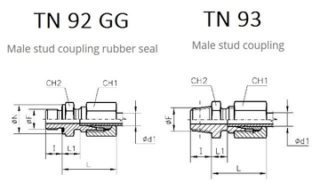 TN92, TN92GG, TN93 Ввертные адаптеры (штуцер в тело-труба)
